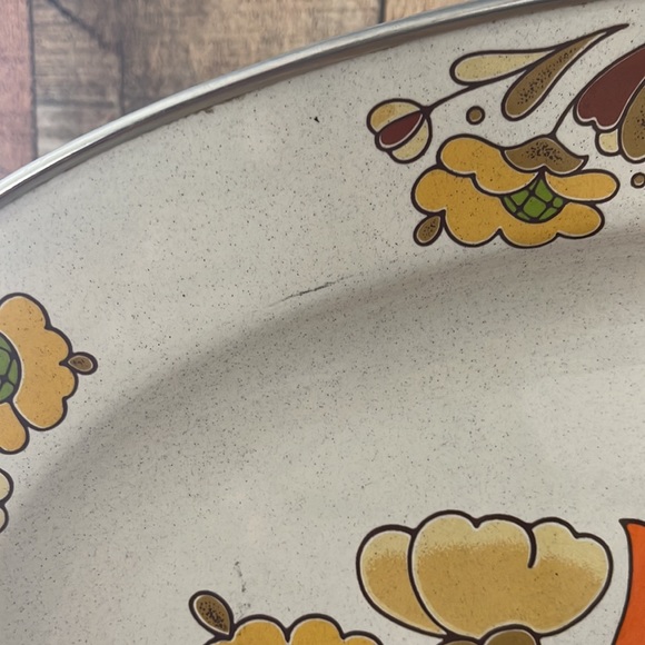 Vintage MCM Sanko Ware Country Flowers platter - Picture 4 of 8